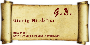 Gierig Miléna névjegykártya